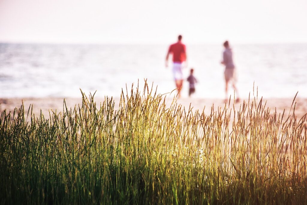 family, beach, vacation